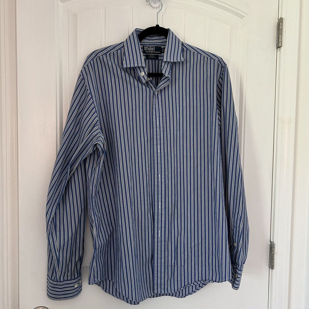 Polo Ralph Lauren Shirt Men 16L Regent Classic Fit Button Down Hong Kong stripes